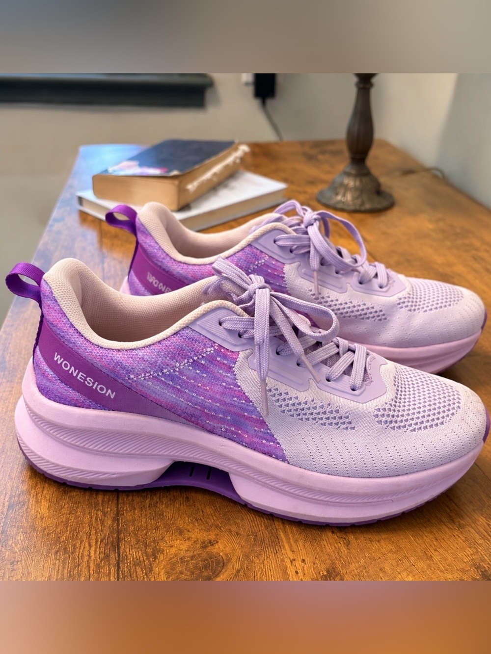 WONESION Women’s Lavender Purple Mesh Running Sneakers